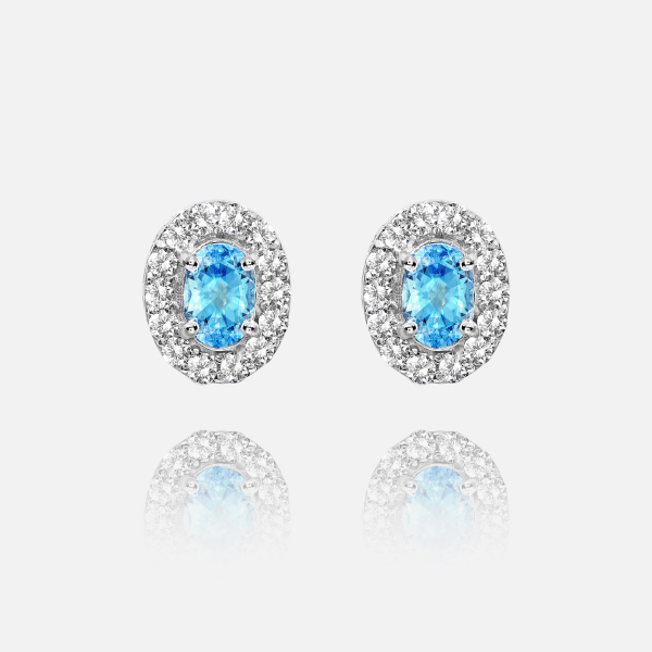 Blue Topaz 0.95 ct & Diamonds total 0.58 ct