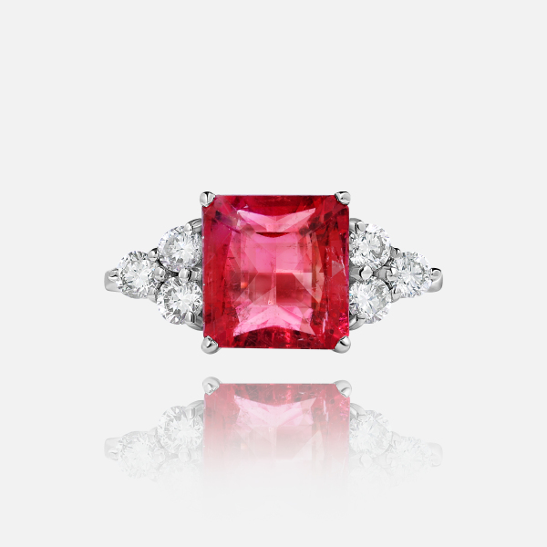 Rubellite Tourmaline 4.10 ct & Diamond total 0.56 ct